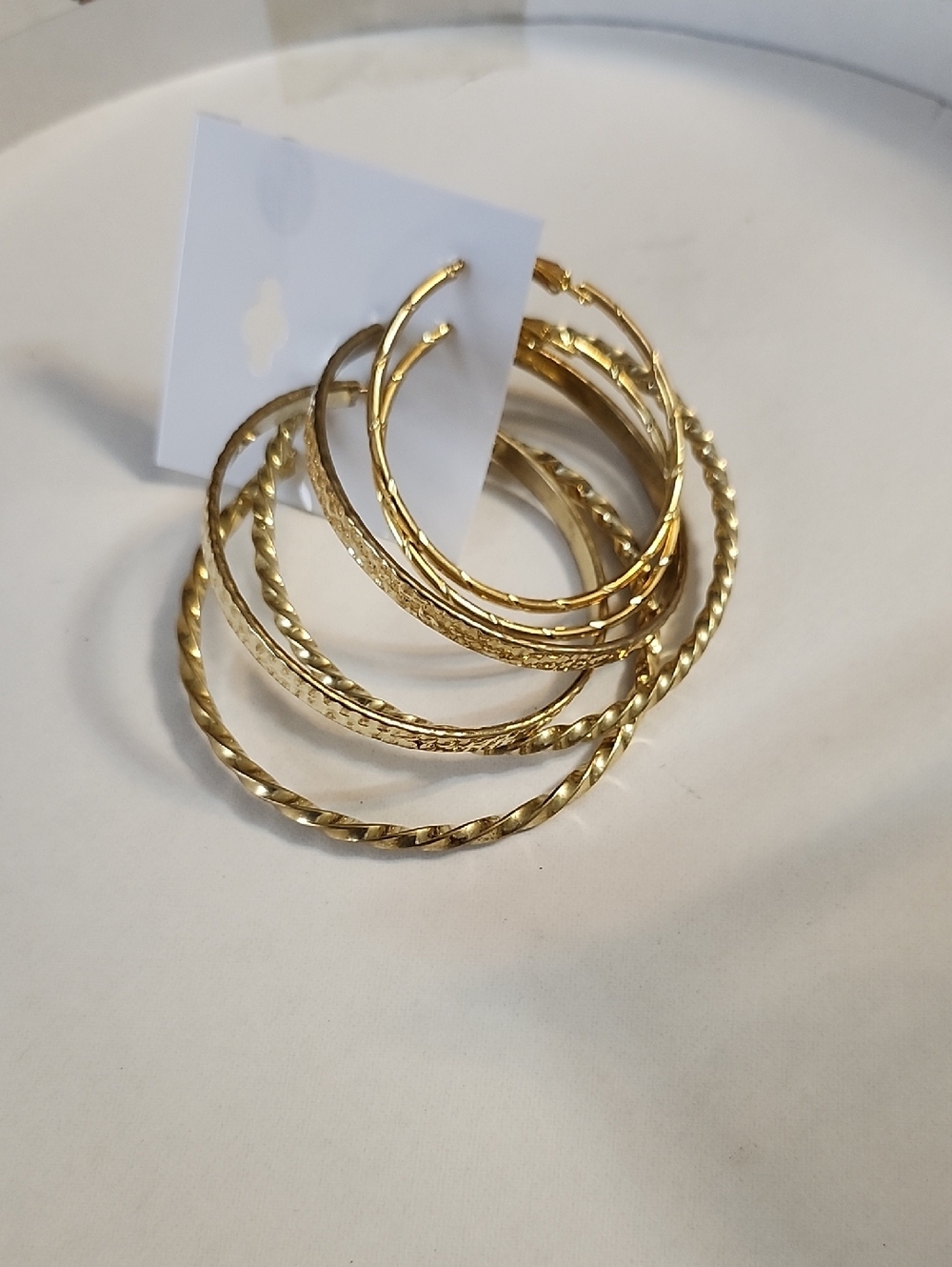 Gold-Tone Multi-Texture Hoop Earring Set - Women’s Fashion Jewelry